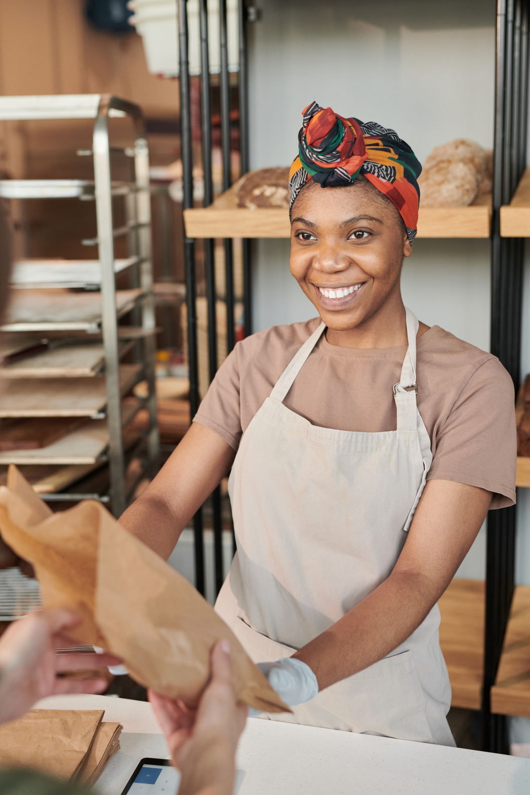 African woman selling fresh bread